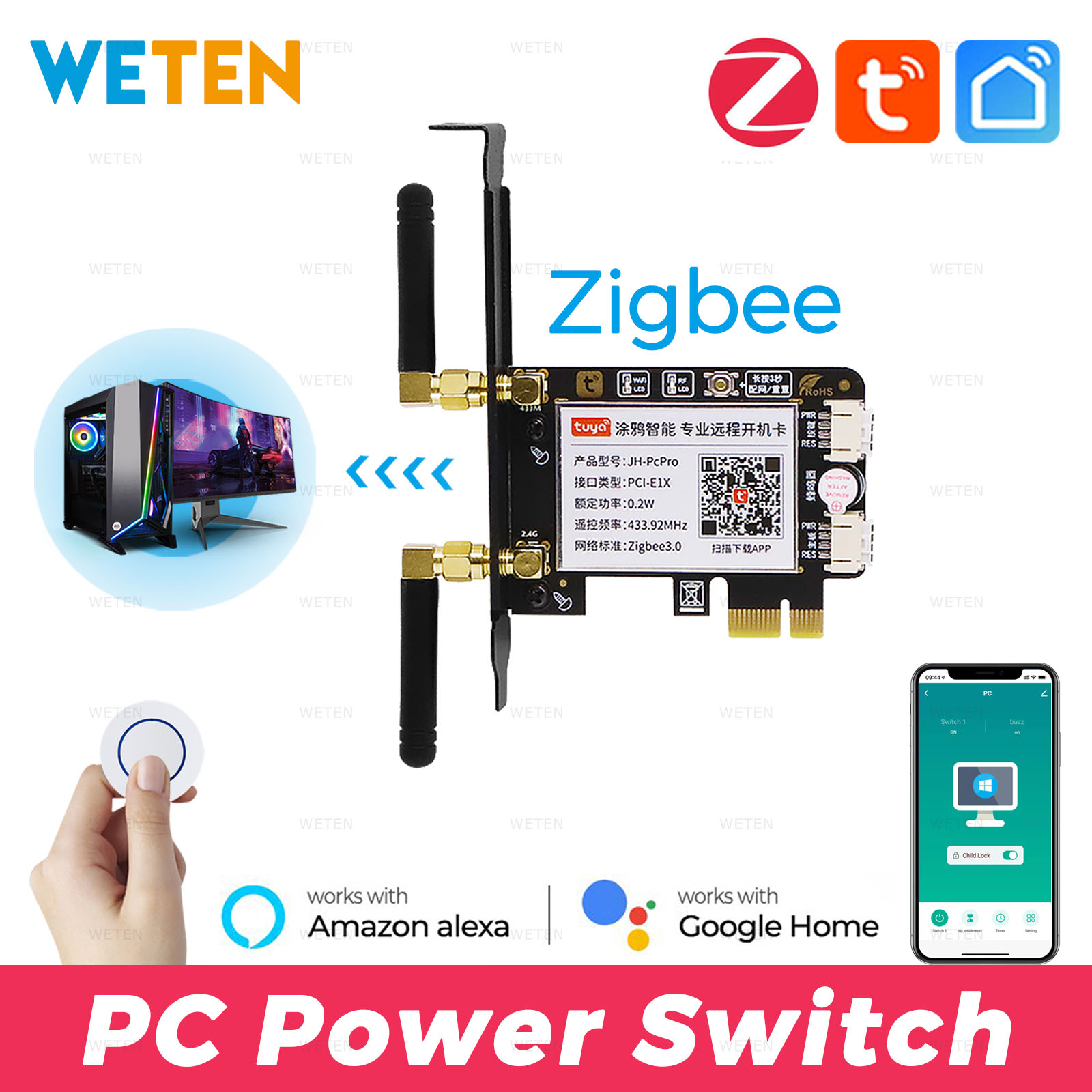 Desk Setup Pc - Tuya Zigbee คอมพิวเตอร์รีเซ็ตสวิทช์การ์ด PCIe รีโมทคอนโทรลสําหรับ PC