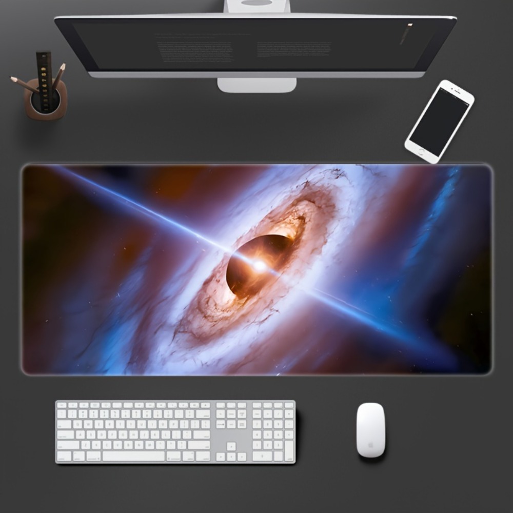 Desk Setup Art - แผ่นรองโต๊ะทำงานรูปทรงสี่เหลี่ยมผืนผ้า ลายดาวเคราะห์ ฐานยางกันลื่น ซักทำความสะอาดได้ ตกแต่งสำนักงาน สำหรับเกมเมอร์