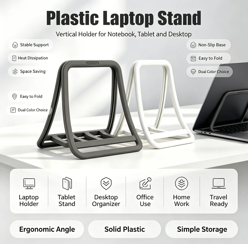 Desk Setup Macbook - ขาตั้งแล็ปท็อปแนวตั้ง ที่วางโน้ตบุ๊กแบบสองช่อง แท่นวางแล็ปท็อปสำหรับโต๊ะทำงาน รองรับ MacBook แท็บเล็ต