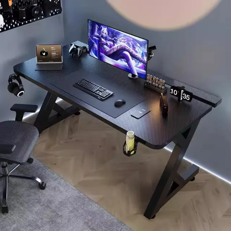 Desk Setup Pc - โต๊ะคอมพิวเตอร์สีดำดีไซน์มินิมอล ระดับไฮเอนด์ สำหรับตั้งโน้ตบุ๊ก โต๊ะคอนโซล หรูหราเบาๆ เฟอร์นิเจอร์