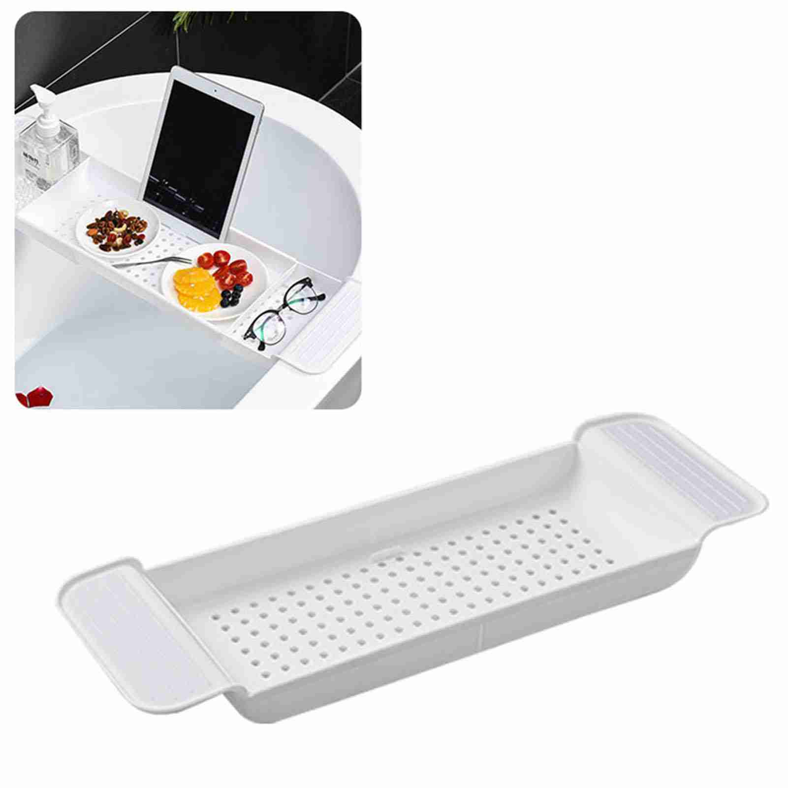 Desk Setup Design - ถาดวางอ่างอาบน้ำแบบขยายได้ 1 ชิ้น วางอย่างมั่นคง วัสดุพลาสติก ดีไซน์ระบายน้ำ