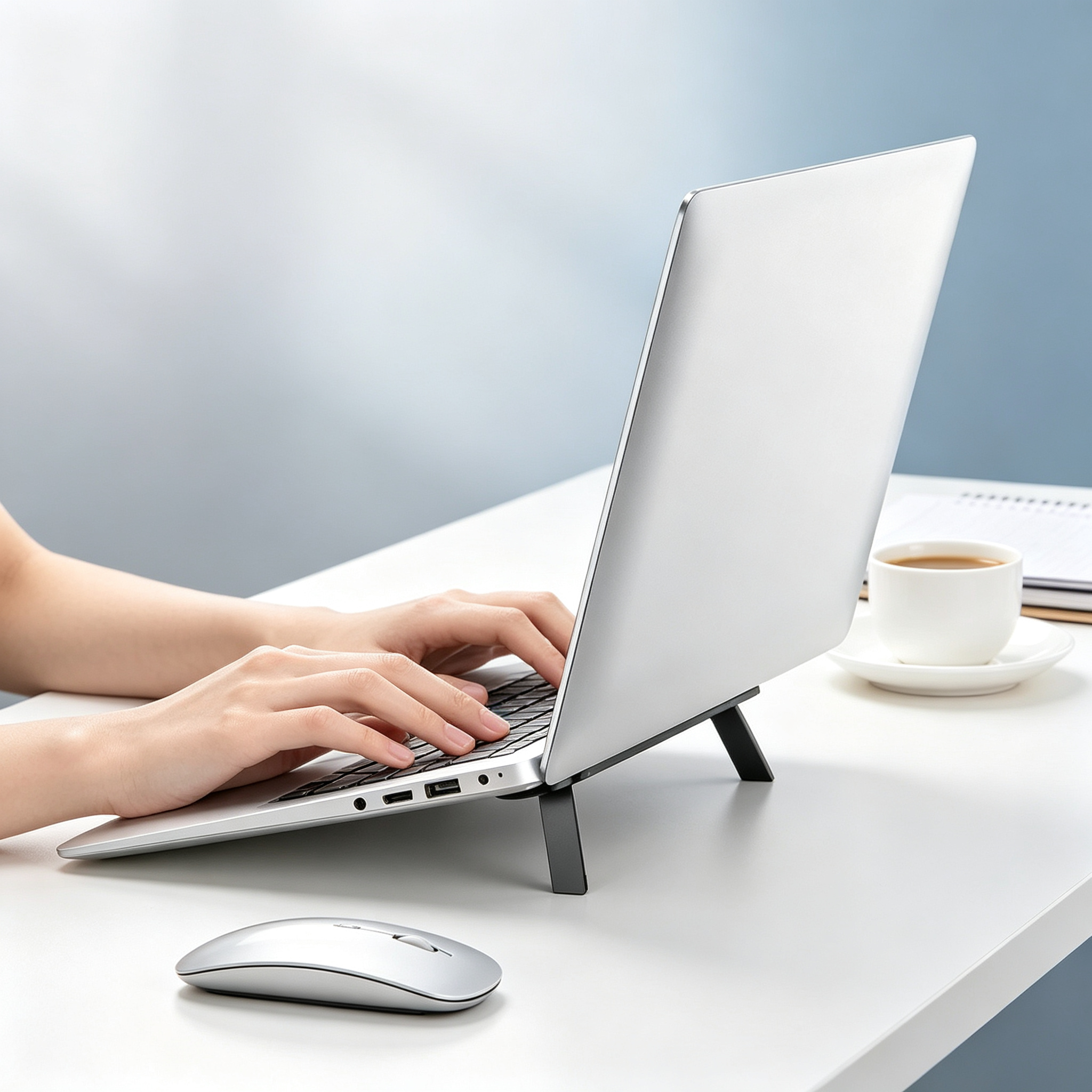 Desk Setup Macbook - ขาตั้งโน้ตบุ๊กแบบพับได้ มองไม่เห็น ใช้ได้กับโน้ตบุ๊กทั่วไป ช่วยระบายความร้อน รองรับ MacBook