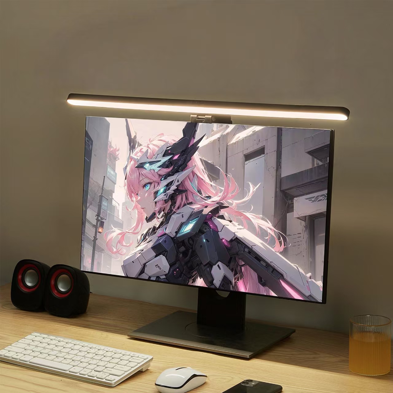 Desk Setup Home - โคมไฟตั้งโต๊ะแบบแขวนจอ LED - ปรับความสว่างได้แบบไม่มีขั้นตอน เป็นมิตรกับสายตาสำหรับการทำงานและการตั้งค่าการเล่นเกม