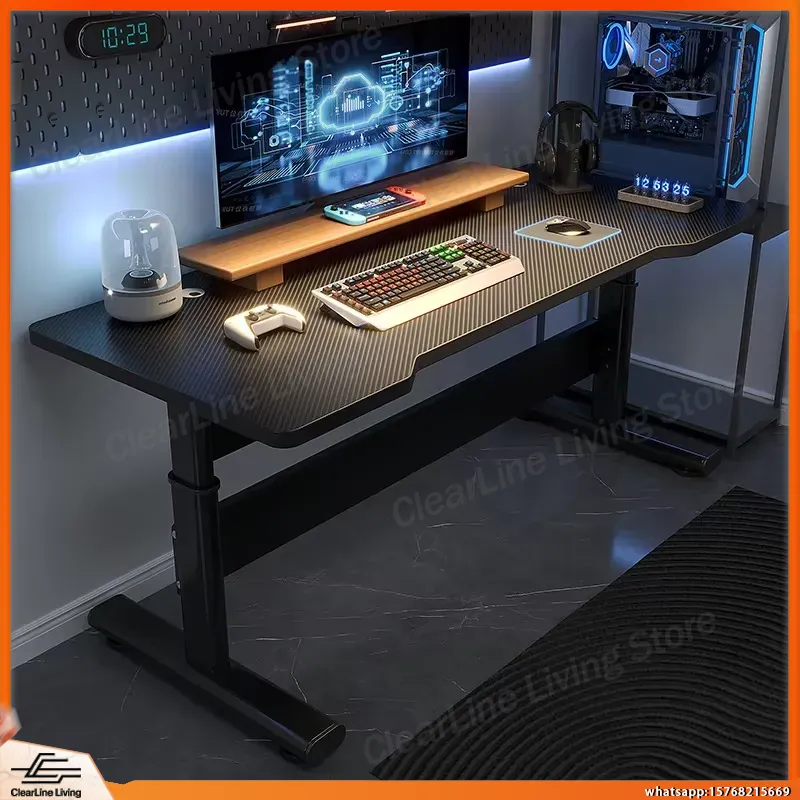 Desk Setup Streaming - โต๊ะเกมมิ่งปรับระดับความสูงได้ด้วยระบบไฟฟ้า สำหรับการตั้งค่าพีซีสำหรับอีสปอร์ต สถานีงานไลฟ์สตรีมมิ่ง โต๊ะคอมพิวเตอร์ตามหลักสรีรศาสตร์ พร้อม