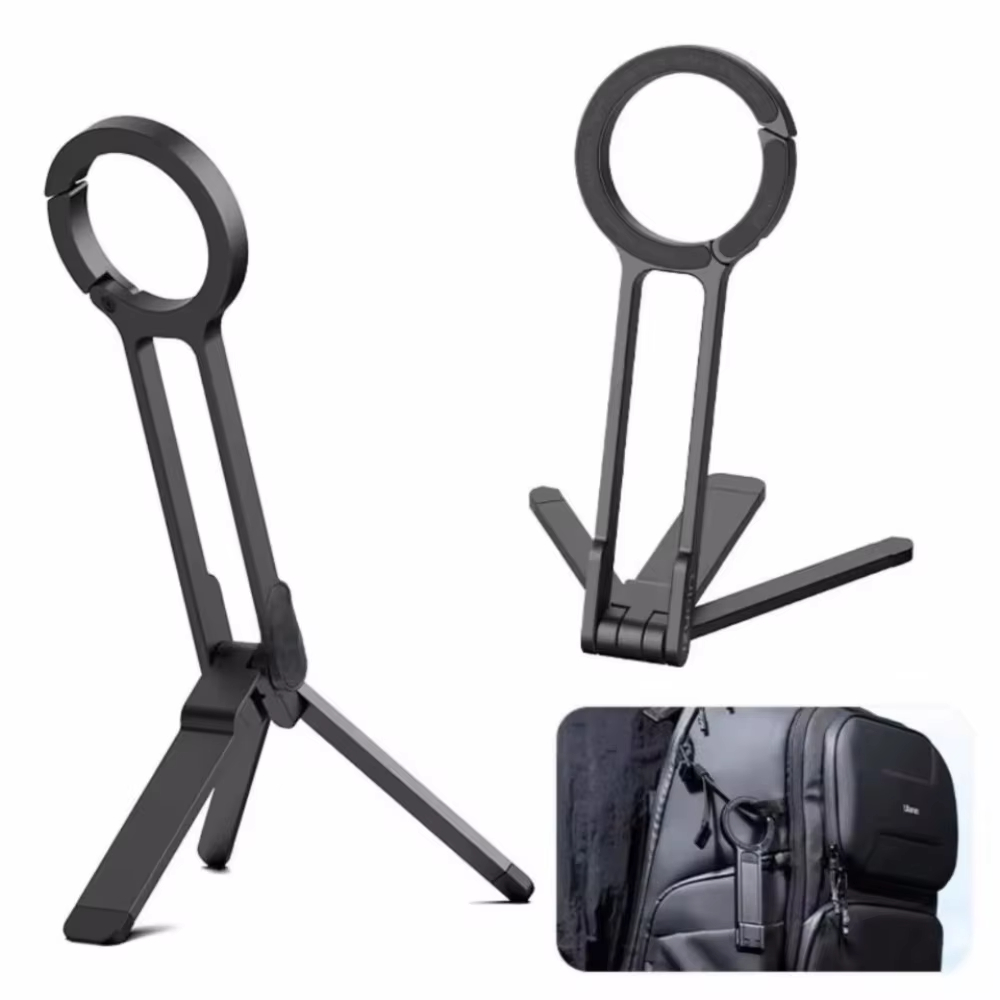 Dual Phone Holder - ขาตั้งโทรศัพท์แบบพับได้พร้อมคาราไบเนอร์สำหรับ iPhone 17 16 15 ขาตั้งแม่เหล็กสองด้านแบบพกพา