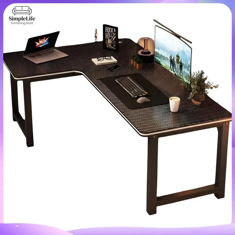 Desk Setup Pc - โต๊ะคอมพิวเตอร์สำหรับเล่นเกม โต๊ะทำงานมุมพร้อมชั้นวางของสำหรับติดตั้งพีซี ใช้ในบ้าน สำนักงาน ห้องอ่านหนังสือ ห้องนอน