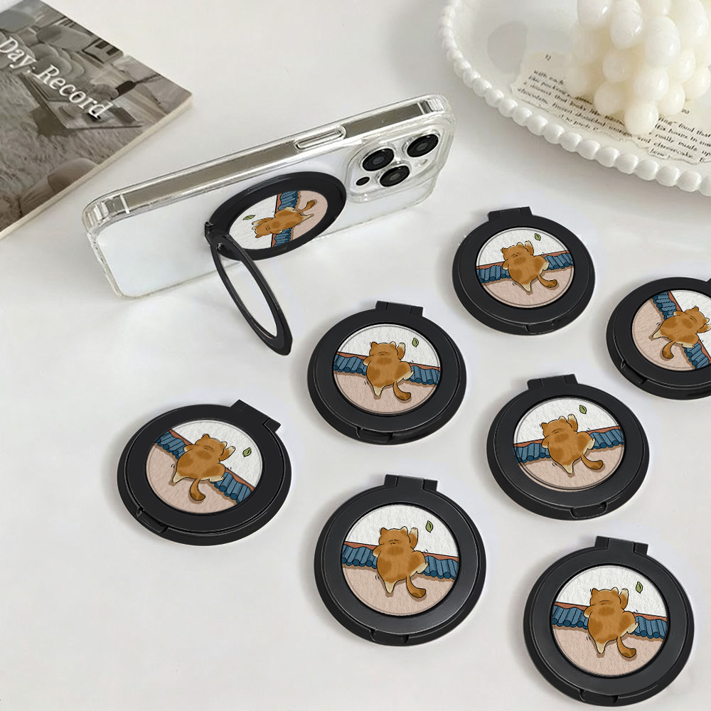 Dual Phone Holder - ที่วางโทรศัพท์มือถือแบบติดกาวลายการ์ตูนแมว หมุนได้ 360 องศา พับเก็บได้ ป้องกันการตกหล่น
