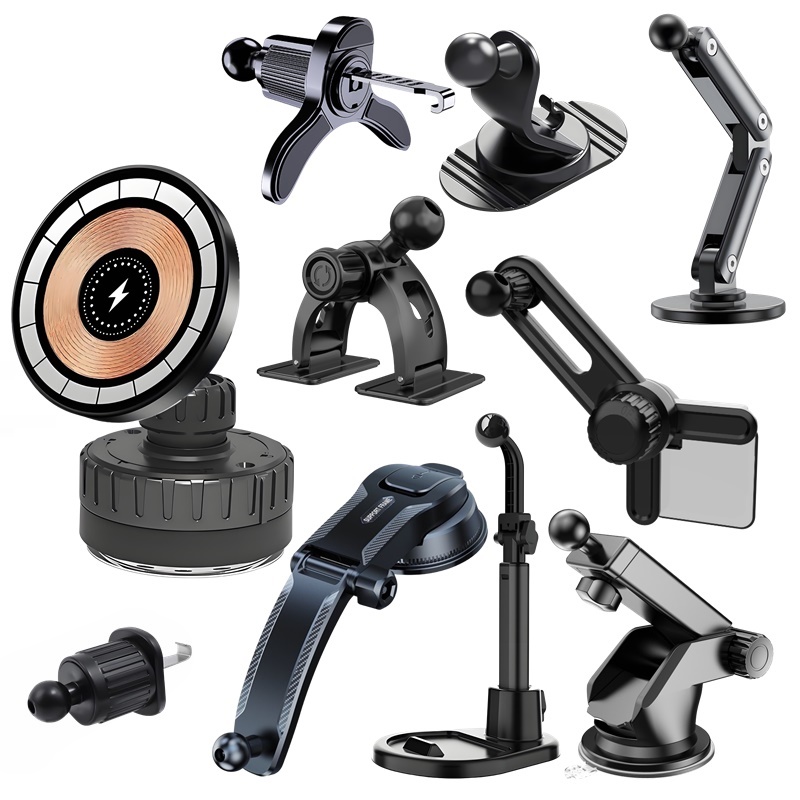 Desk Setup Apple - ที่ชาร์จไร้สายในรถยนต์แบบแม่เหล็ก 15W หมุนได้ 360 องศา พร้อมขาตั้งพับได้สำหรับวางบนโต๊ะ