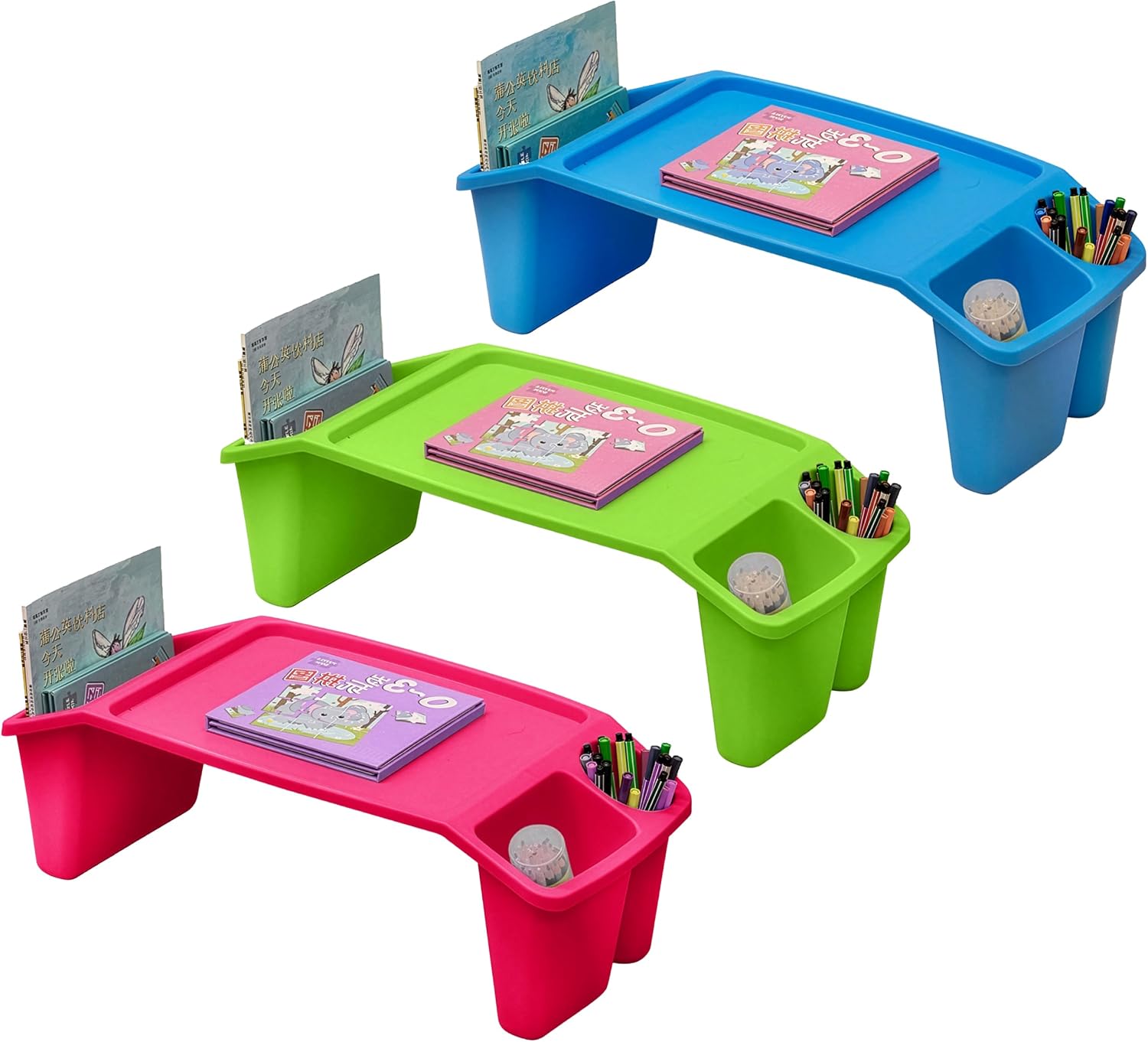 Desk Setup Art - ชุดโต๊ะวางของแบบพกพา 3 ชิ้น พร้อมที่เก็บของด้านข้างสำหรับดินสอสี ปากกา และอุปกรณ์ศิลปะ