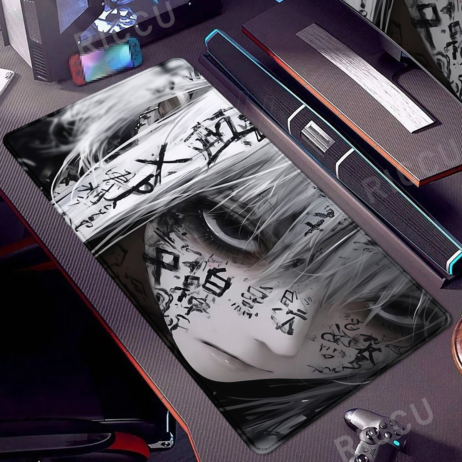Desk Setup Accessories Aesthetic - แผ่นรองเมาส์ลายอนิเมะสาวสวย สำหรับเล่นเกมส์คอมพิวเตอร์ ขนาดใหญ่ 400x900 มม. แผ่นรองเมาส์ขนาดใหญ่พิเศษ