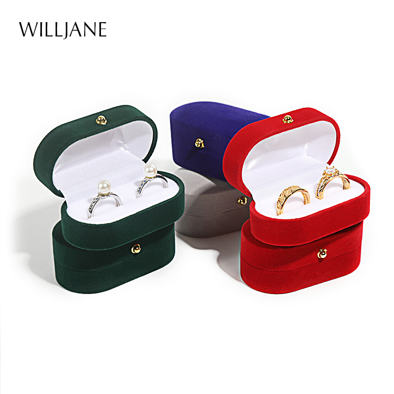 Ring Binder Box - กล่องบรรจุภัณฑ์แหวนแต่งงานกล่องเก็บตุ้มหูกำมะหยี่กล่องแหวนหมั้นคู่ของขวัญวาเลนไทน์แหวนซ้อนกล่องเก็บของ