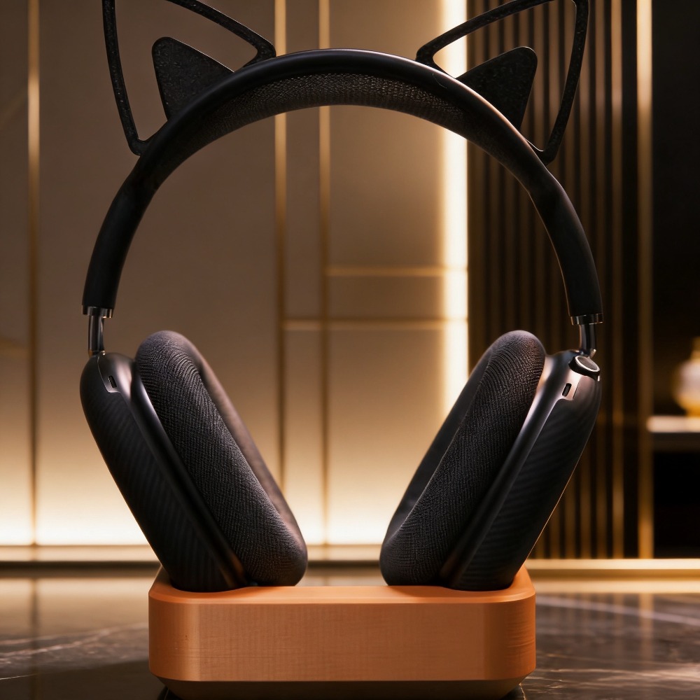 Desk Setup Headphones - ช่องเก็บหูฟังแบบกำหนดเองสำหรับ AirPods Max แท่นชาร์จแบบมีสาย แท่นวางแม่เหล็กตั้งโต๊ะ อุปกรณ์เสริมหูฟังน่ารัก