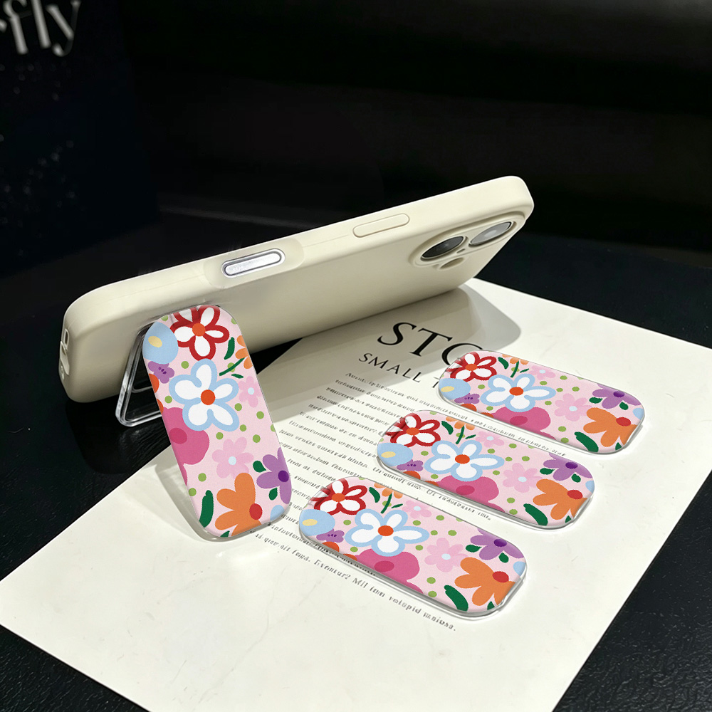 Desk Setup Apple - กระจกแต่งหน้า ที่วางโทรศัพท์ ลายดอกไม้น่ารัก แบบติดเอง พับได้ บางเฉียบ