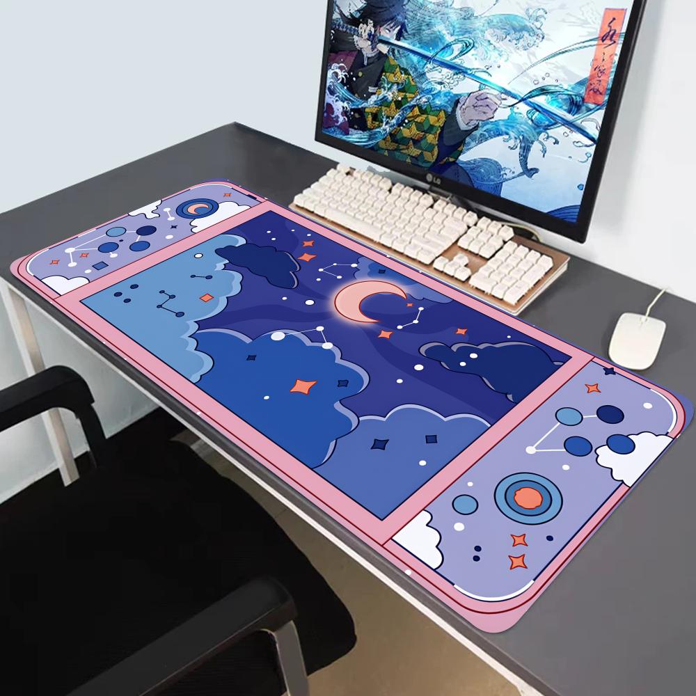 Desk Setup Accessories Aesthetic - แผ่นรองเมาส์ขนาดใหญ่ HYBXAXC ลายดวงจันทร์และดวงดาว สไตล์น่ารัก สวยงาม สำหรับตกแต่งโต๊ะทำงาน