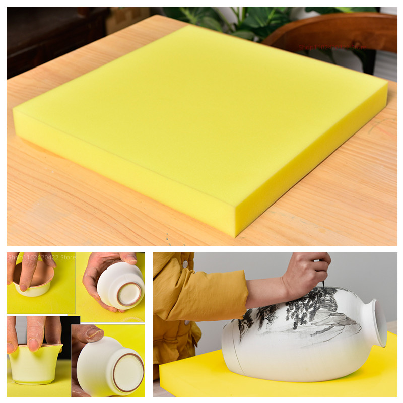 Desk Setup Clean - เครื่องมือเครื่องปั้นดินเผา 45 ซม.ฟองน้ําตารางความหนาแน่นสูงหนาฟองน้ํา Pad สําหรับดูดซับทําความสะอาด DIY