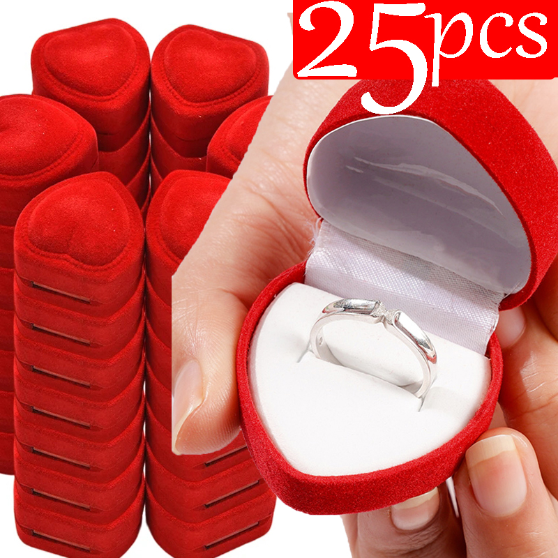 Ring Binder Box - กล่อง Cincin bentuk Hati สีแดงสำหรับใส่เครื่องประดับใหม่สำหรับแหวนแต่งงานของขวัญวันวาเลนไทน์โรแมนติกขายส่ง