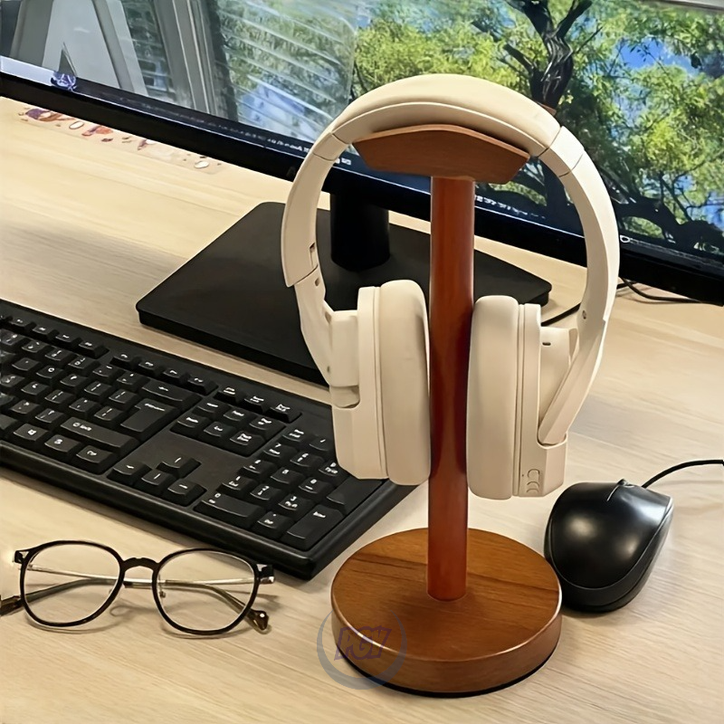 Desk Setup Headphones - ที่วางหูฟังไม้ PGY ที่วางหูฟังแบบตั้งโต๊ะตามหลักสรีรศาสตร์ สำหรับจัดเก็บและโชว์หูฟัง ใช้ได้ทั้งที่บ้าน ที่ทำงาน