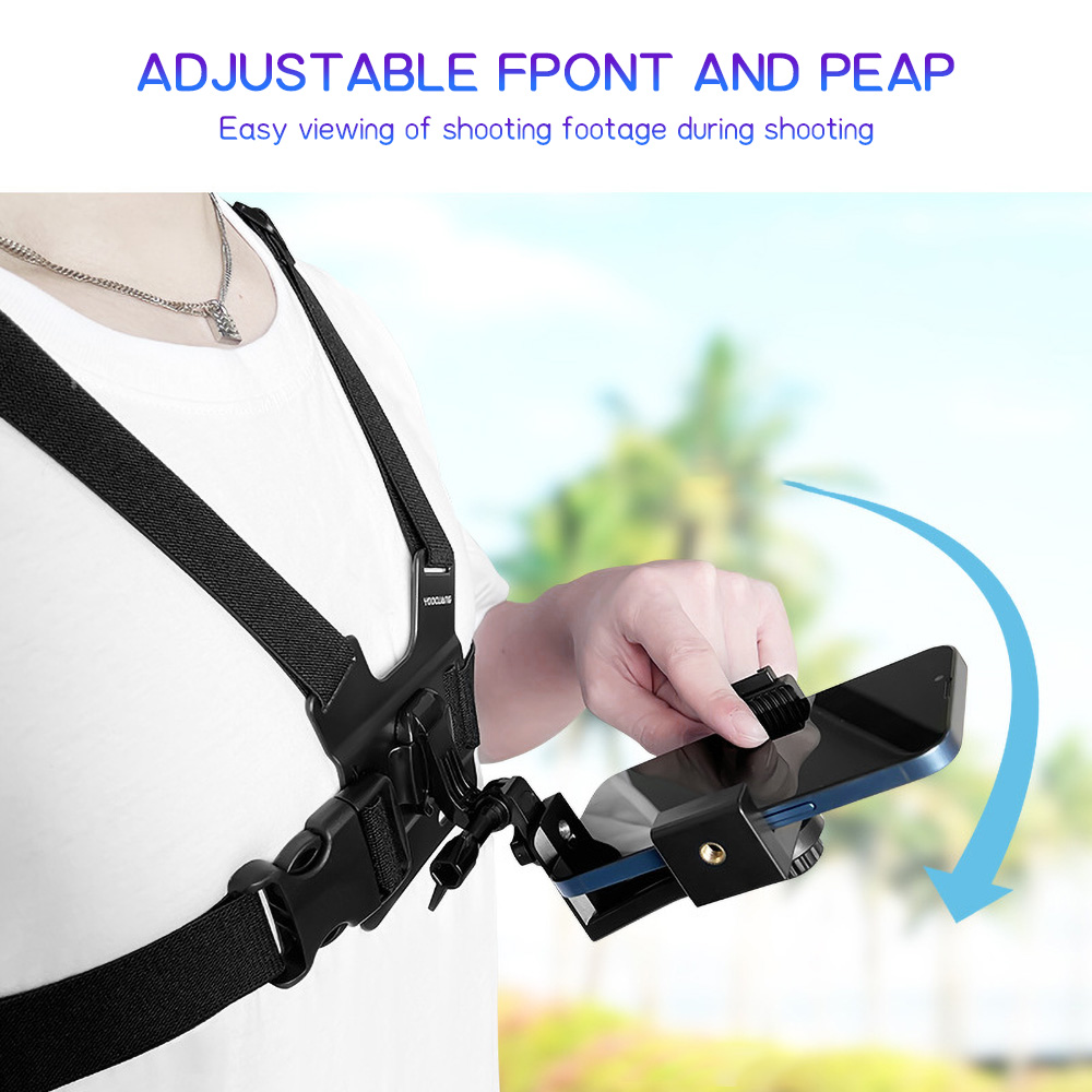 Dual Phone Holder - สายรัดโทรศัพท์แบบติดหน้าอก ปรับได้ ยืดหยุ่น ที่ยึดโทรศัพท์แบบติดหน้าอก หมุนได้ 360