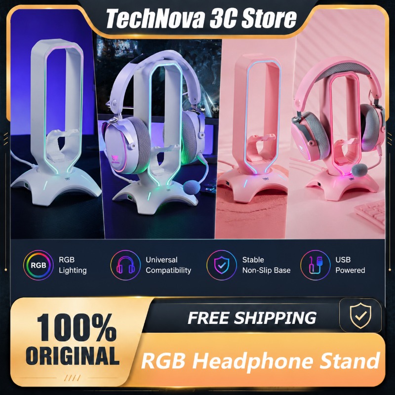 Desk Setup Headphones - แท่นวางหูฟัง Waizowl RGB พร้อมฮับ USB สำหรับเกมเมอร์
