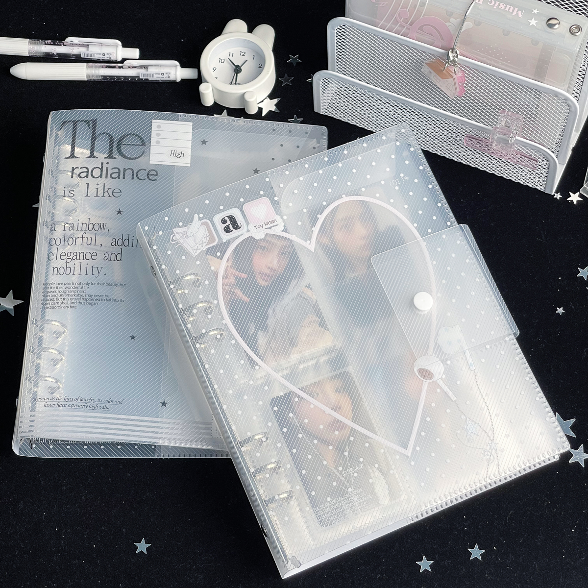 Ring Binder Box - สมุดบันทึกแบบเกาหลี A5 ปก PP แบบมีห่วงสำหรับใส่กระดาษแบบถอดได้ สมุดโน้ต