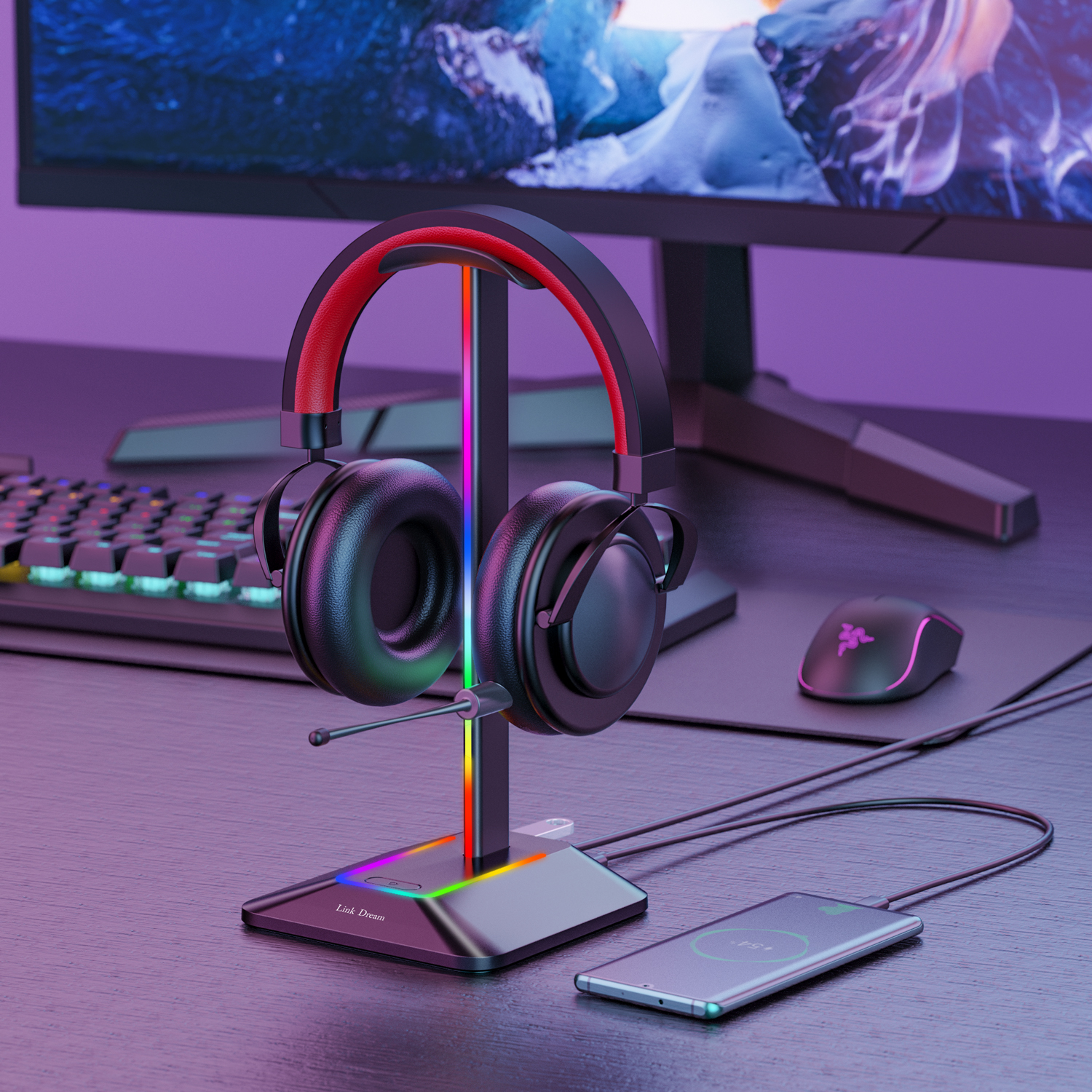 ใหม่ Bee Z8 RGB หูฟัง Stand Ho - Headphone Hook Under บทวิจารณ์และราคา