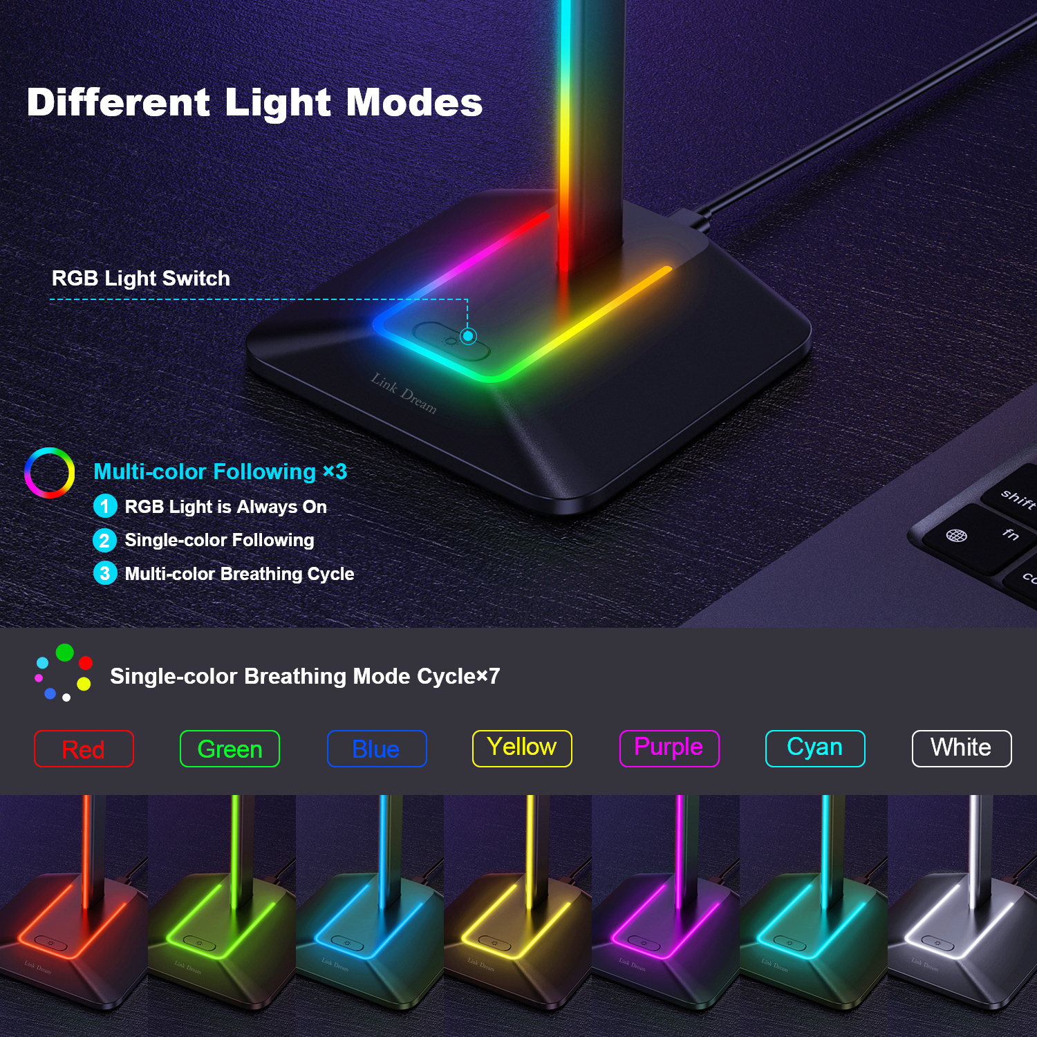 ใหม่ Bee Z8 RGB หูฟัง Stand Ho - Headphone Hook Under บทวิจารณ์และราคา