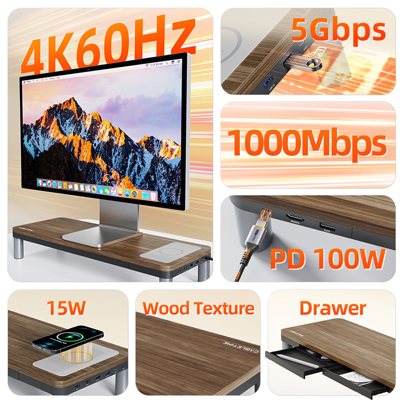 CABLETIME ขาตั้งจอพร้อมฮับ USB - Desk Setup Macbook บทวิจารณ์และราคา