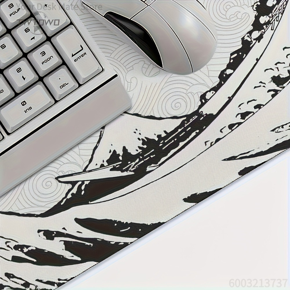 แผ่นรองโต๊ะลายคลื่นสีดำขาว ขนา - Desk Setup Art บทวิจารณ์และราคา