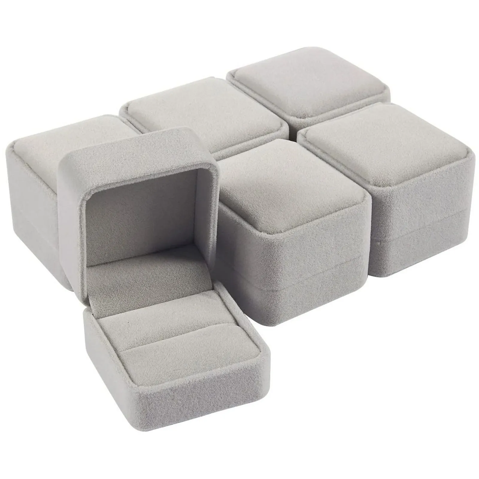 6PCS กํามะหยี่สแควร์กล่องแหวนแ - Ring Binder Box บทวิจารณ์และราคา