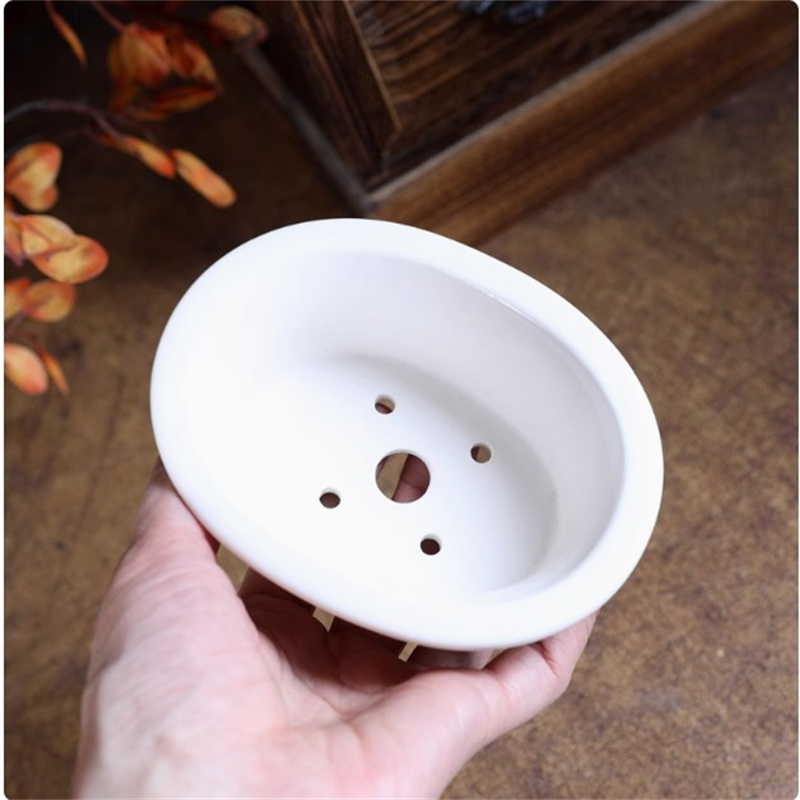 พอร์ซเลนสีขาวรูปไข่Bonsaiหม้อ, - Plant Pot Small Desk บทวิจารณ์และราคา