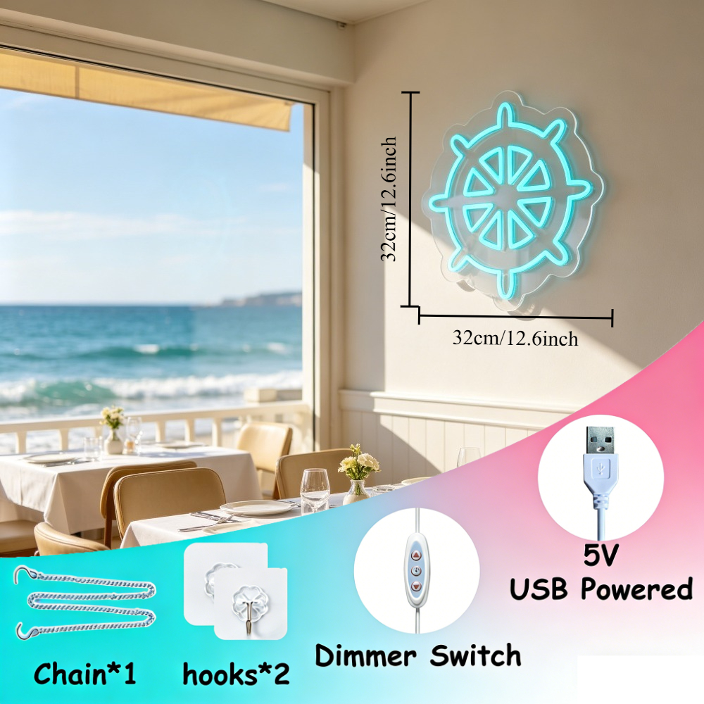 ป้ายไฟนีออน LED รูปวงล้อเรือ ข - Desk Setup Art บทวิจารณ์และราคา