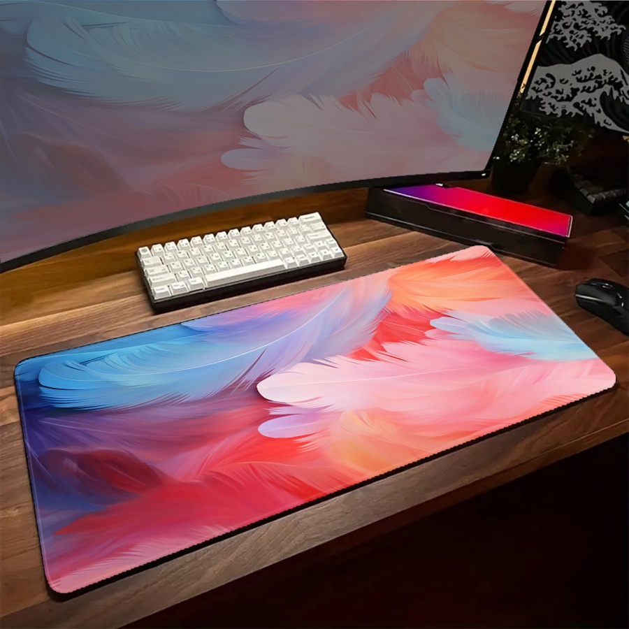 แผ่นรองเมาส์ขนาดใหญ่ลายขนนก สำ - Desk Setup Art บทวิจารณ์และราคา