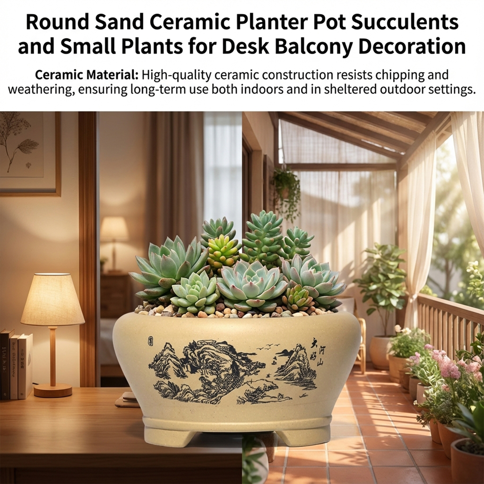 กระถางเซรามิกทรงกลมสำหรับปลูกไ - Plant Pot Small Desk บทวิจารณ์และราคา