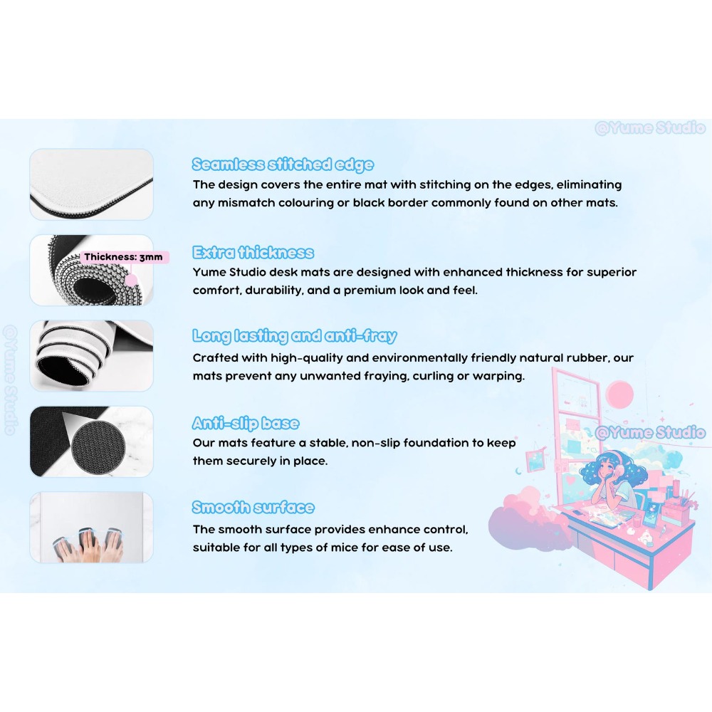 แผ่นรองเมาส์สีพาสเทลสวยงามสำหร - Desk Setup Accessories Aesthetic บทวิจารณ์และราคา