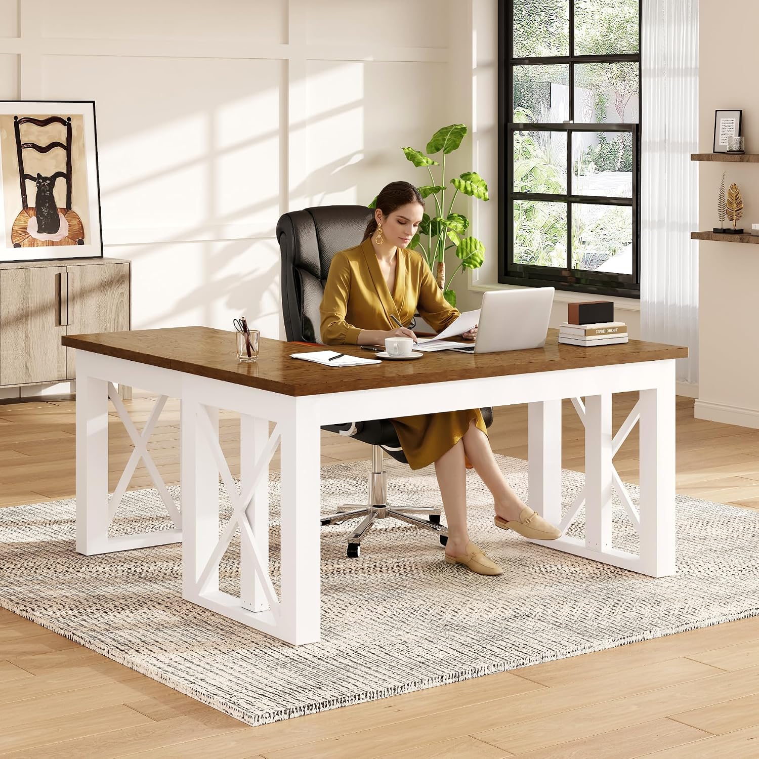 โต๊ะทำงานทรงตัว L พร้อมลิ้นชัก - Setup Desk Monitor บทวิจารณ์และราคา