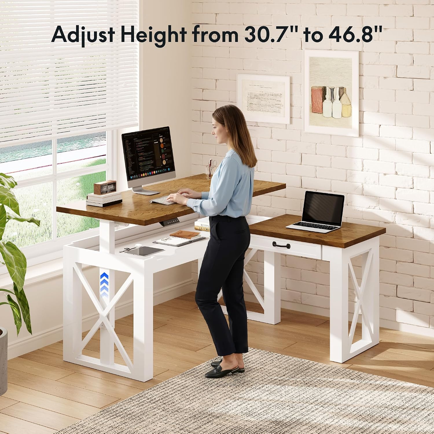 โต๊ะทำงานทรงตัว L พร้อมลิ้นชัก - Setup Desk Monitor บทวิจารณ์และราคา