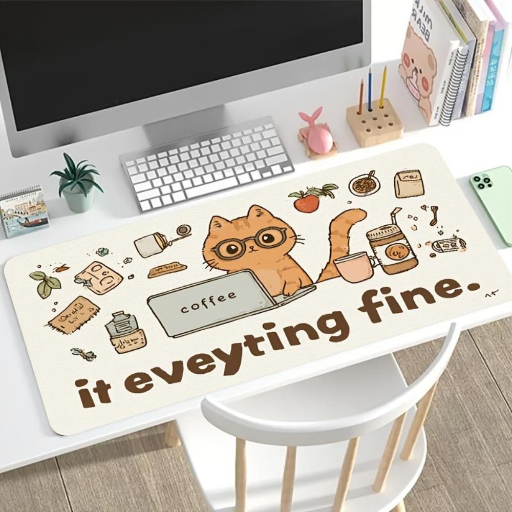 ลวดลายที่วาดด้วยมือ แมวสีส้มสว - Desk Setup Art บทวิจารณ์และราคา