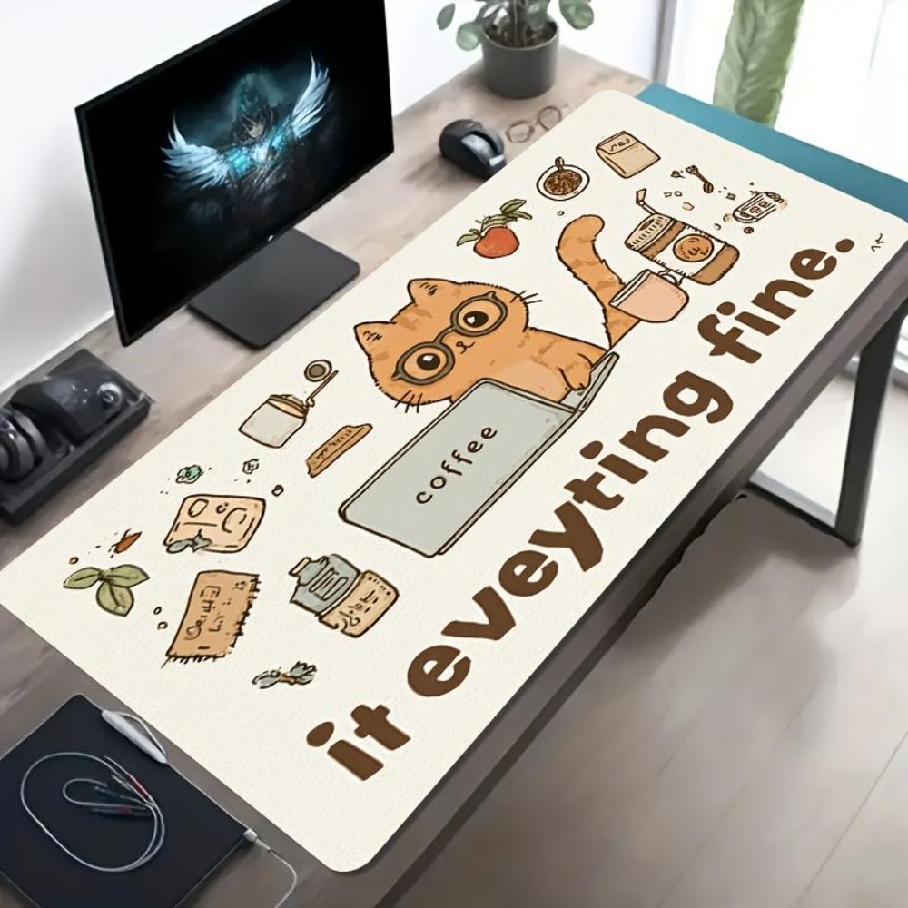 ลวดลายที่วาดด้วยมือ แมวสีส้มสว - Desk Setup Art บทวิจารณ์และราคา