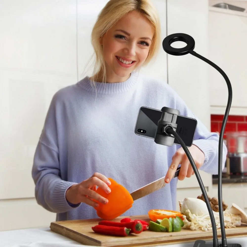 ไฟคู่ไฟ LED เติมวงแหวนแสง USB  - Dual Phone Holder บทวิจารณ์และราคา
