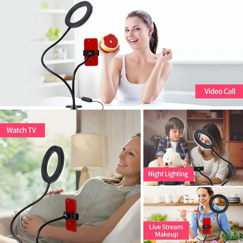 ไฟคู่ไฟ LED เติมวงแหวนแสง USB  - Dual Phone Holder บทวิจารณ์และราคา