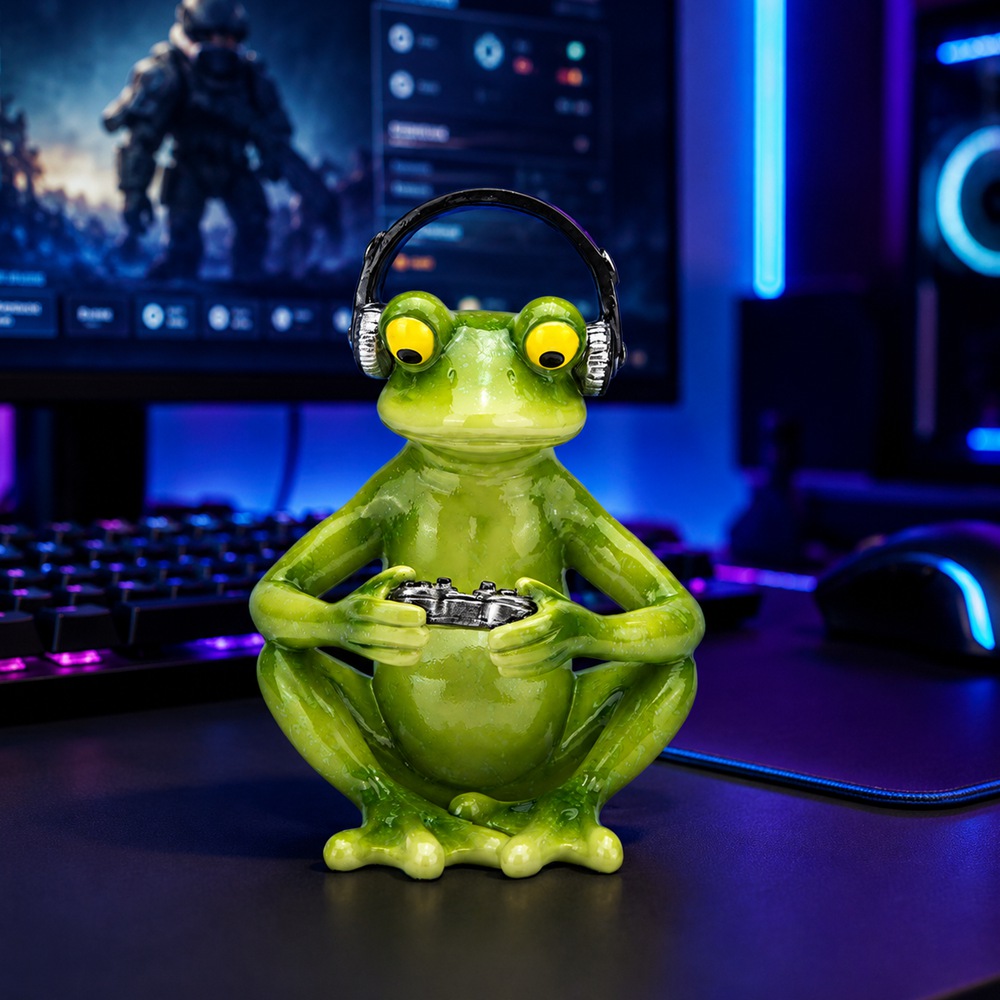 รูปปั้นกบเกมเมอร์สุดฮา พร้อมหู - Desk Setup Headphones บทวิจารณ์และราคา