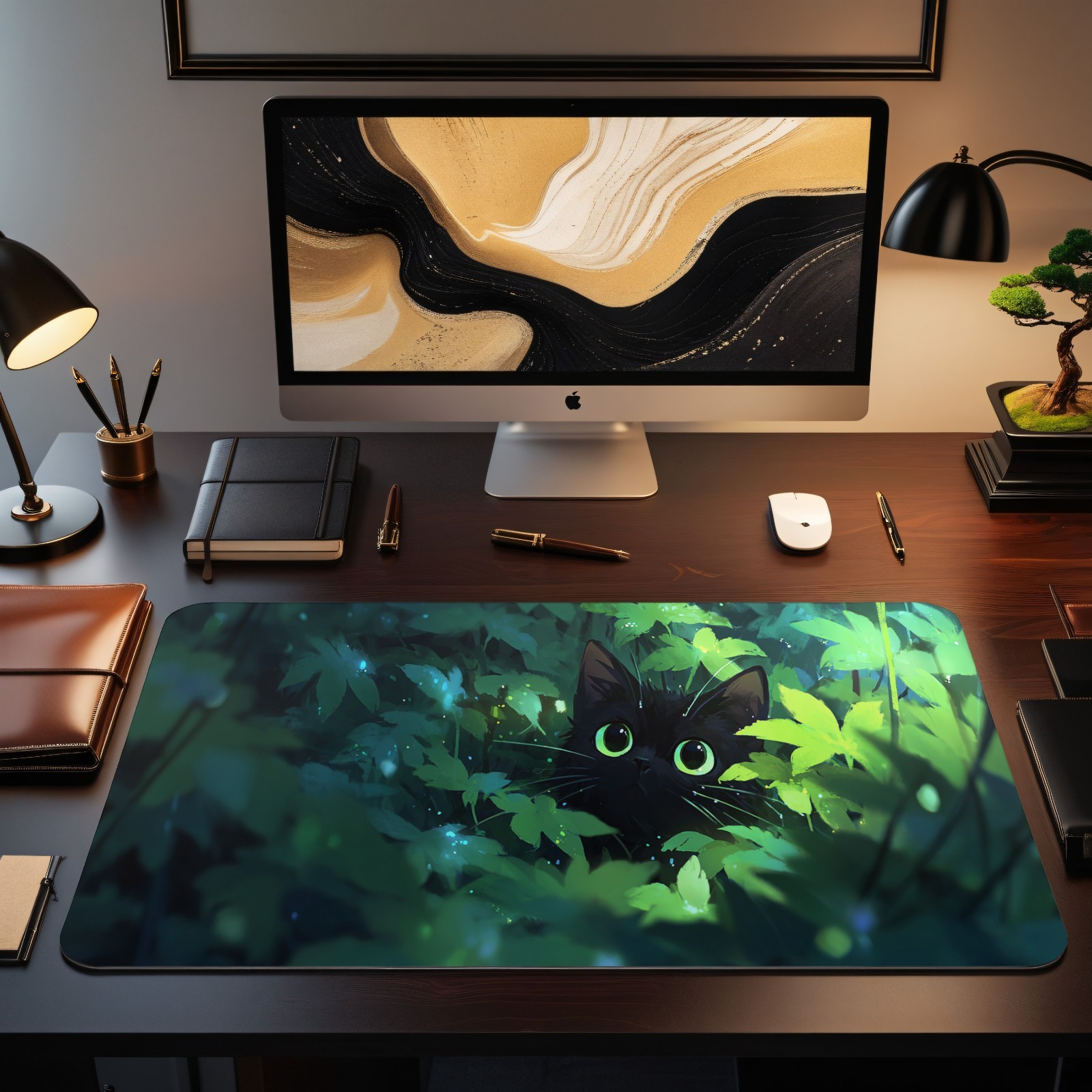 แมวสีดำสำหรับ MTG Playmat Gree - Desk Setup Art บทวิจารณ์และราคา