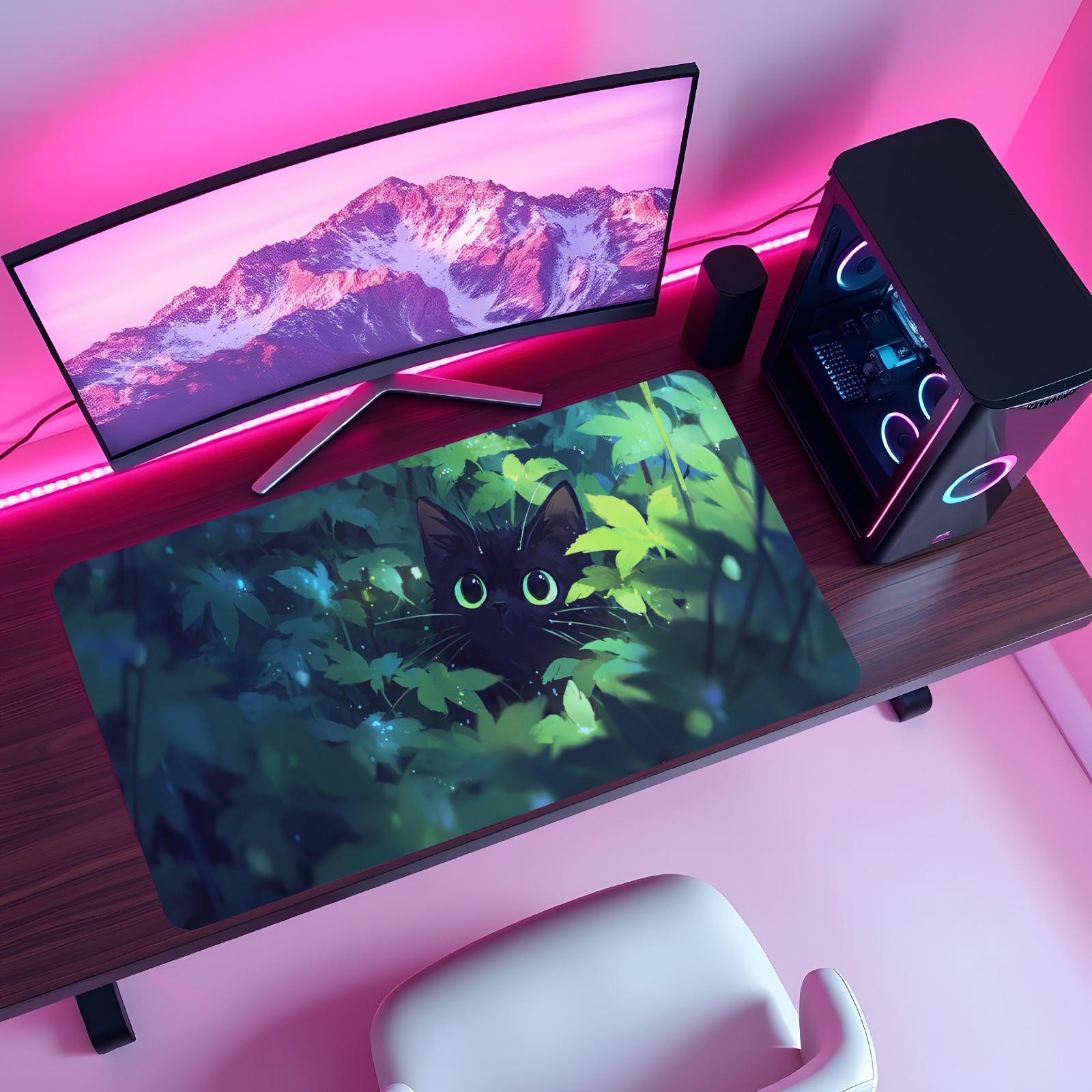 แมวสีดำสำหรับ MTG Playmat Gree - Desk Setup Art บทวิจารณ์และราคา