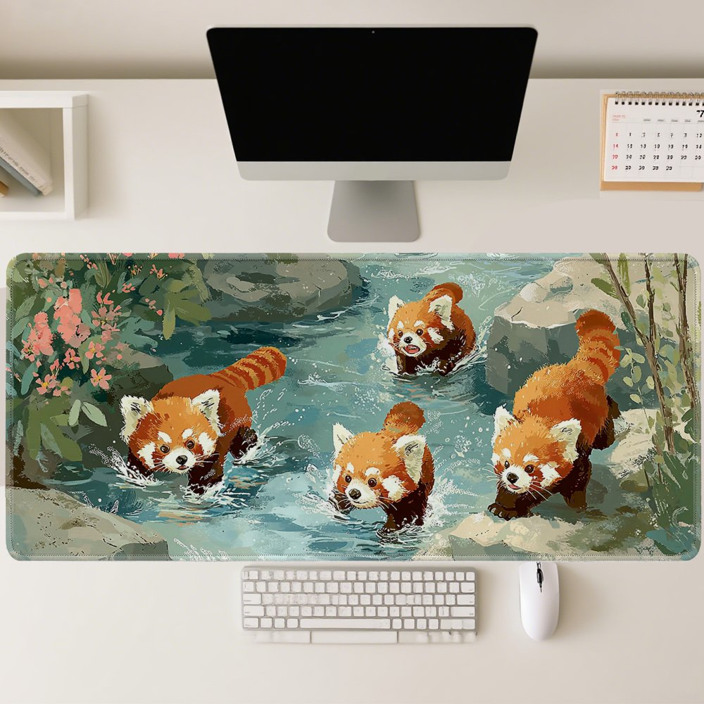แผ่นรองเมาส์ลายแพนด้าสีแดงสี่ต - Desk Setup Streaming บทวิจารณ์และราคา