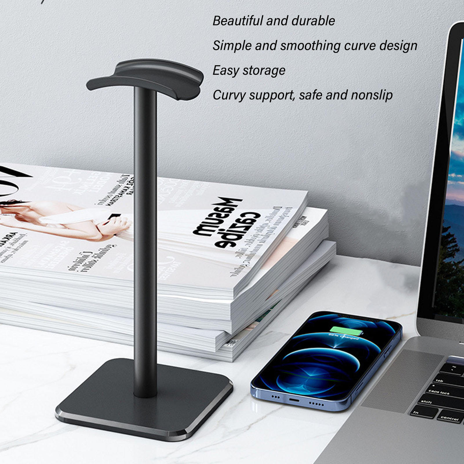 ขาตั้งหูฟังมุมโค้งมนฐานกันลื่น - Headphone Hook Under บทวิจารณ์และราคา