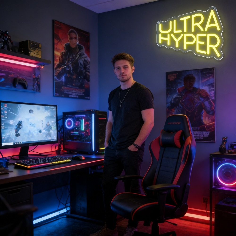 ป้ายไฟนีออน LED อัลตร้าไฮเปอร์ - Desk Setup Art บทวิจารณ์และราคา