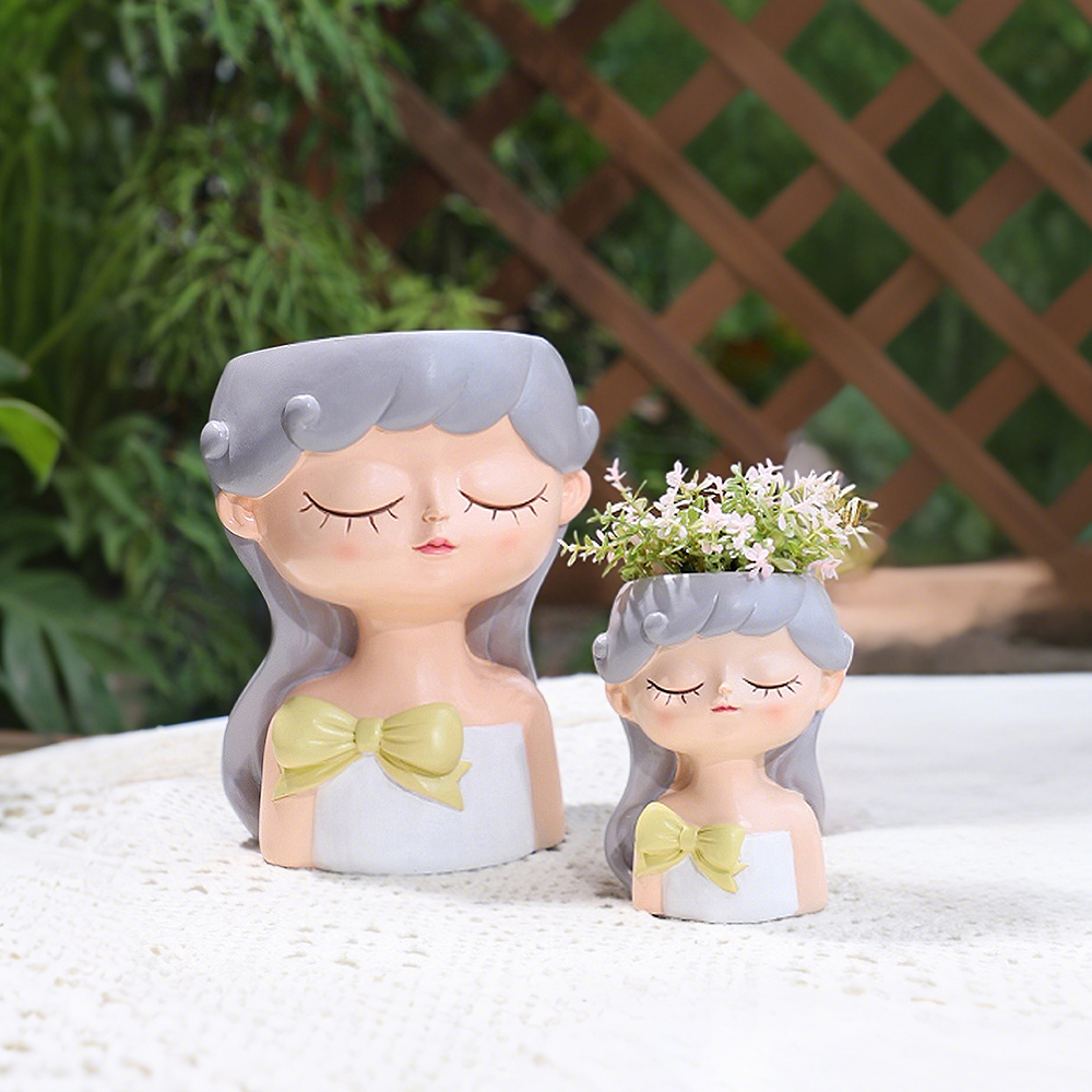 กระถางต้นไม้เรซิ่นรูปเด็กผู้หญ - Plant Pot Small Desk บทวิจารณ์และราคา