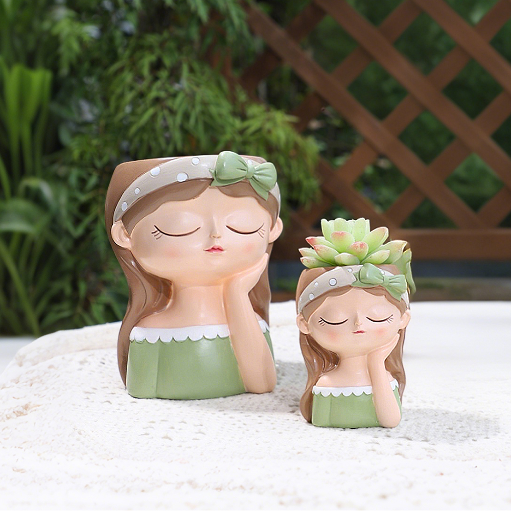 กระถางต้นไม้เรซิ่นรูปเด็กผู้หญ - Plant Pot Small Desk บทวิจารณ์และราคา