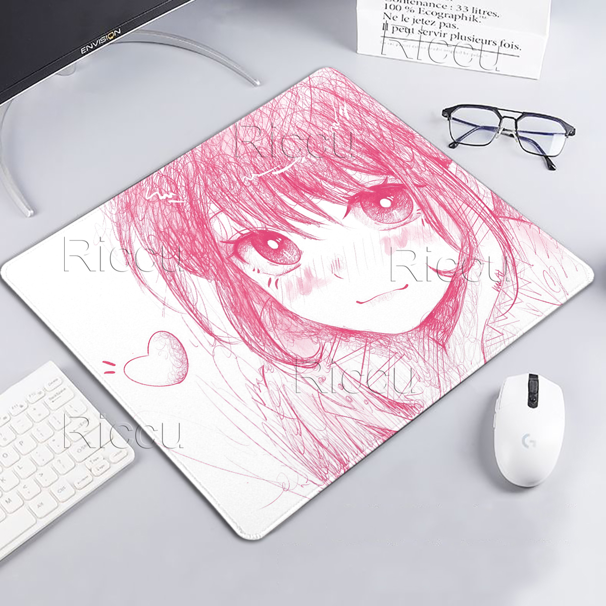 แผ่นรองเมาส์ลายอนิเมะสาวน้อยขน - Desk Setup Accessories Aesthetic บทวิจารณ์และราคา
