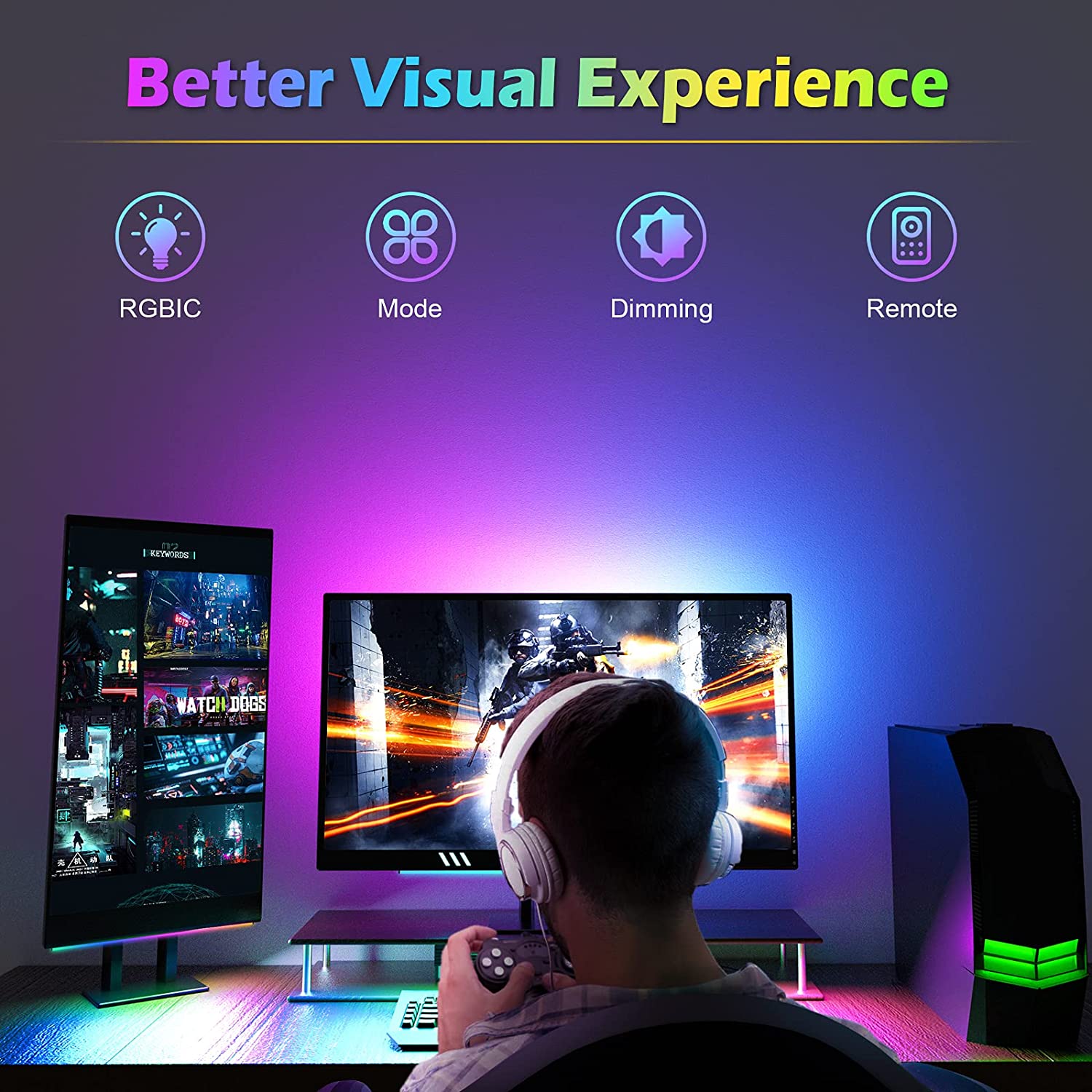 ภายใต้แถบแสงจอภาพ RGB Dreamcol - Setup Desk Monitor บทวิจารณ์และราคา
